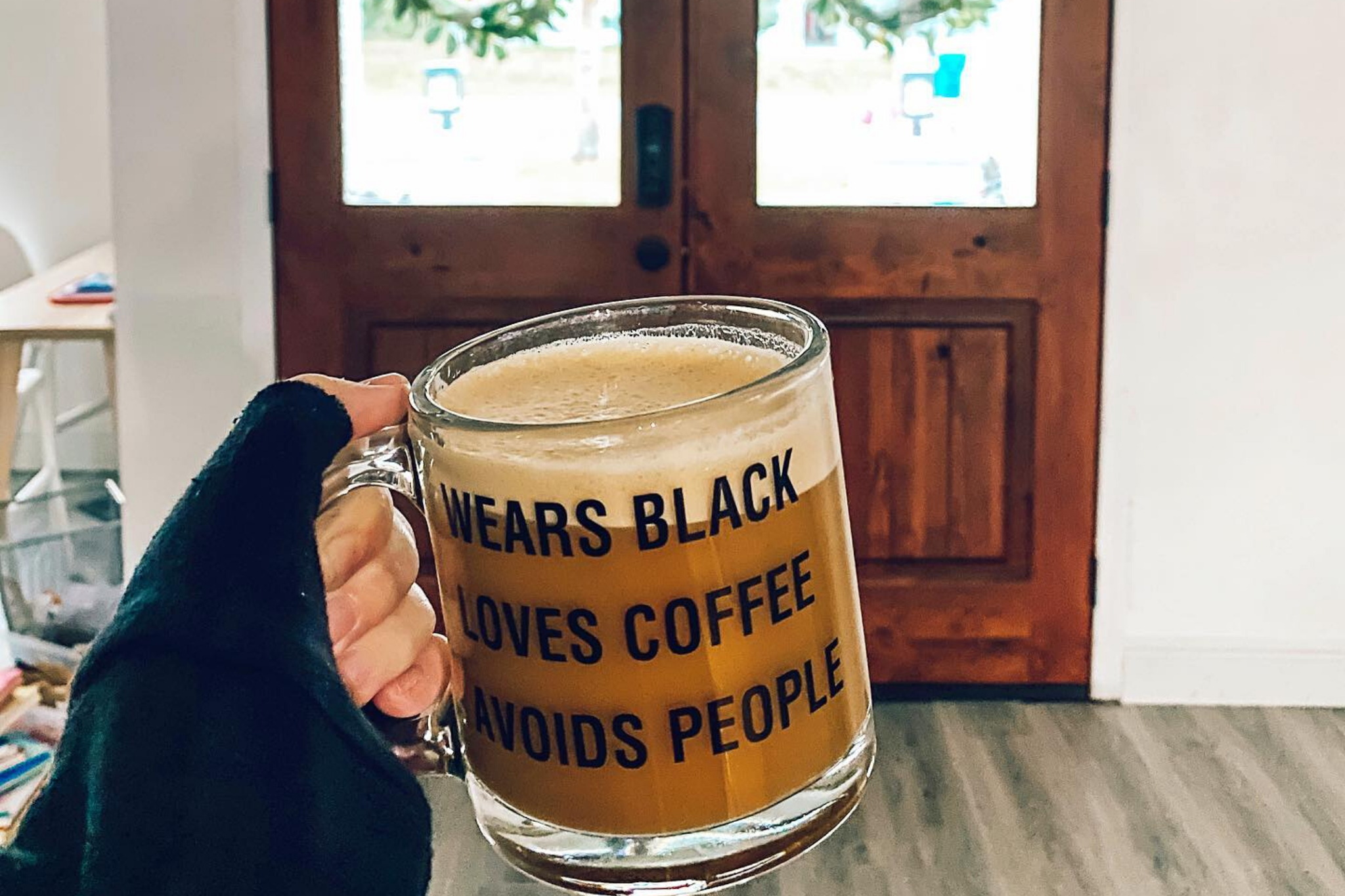 Funny Etsy Mugs, Wears Black Loves Coffee Avoids People