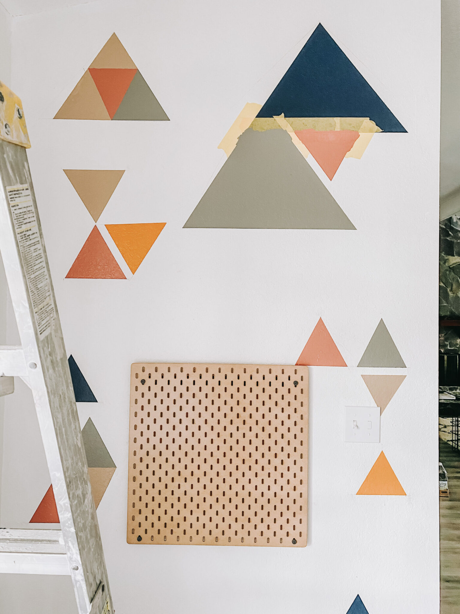 geometric triangle accent wall | Crazy Life with Littles